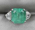 Platinum Emerald and Diamond Ring