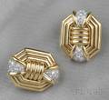 18kt Gold Platinum and Diamond Earclips