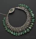 Antique Diamond and Emerald Bead Fringe Necklace