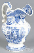 Blue Staffordshire Palestine pitcher