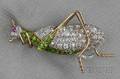 Edwardian Demantoid Garnet and Diamond Grasshopper Brooch