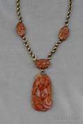 14k Gold and Carnelian Pendant Necklace Walter Lampl