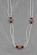 Freshwater Pearl Coral and Onyx Bead Necklace