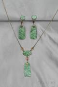 14kt Gold and Jadeite Pendant and Earpendants