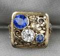 Arts  Crafts 14kt Gold Sapphire and Diamond Ring Attributed to Edward Oakes