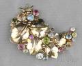 Arts  Crafts 14kt Gold Gemset Brooch Edward Oakes