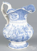 Blue Staffordshire Oriental pitcher