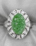 18kt White Gold Jadeite and Diamond Ring