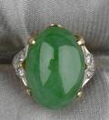 Bicolor Gold Jadeite and Diamond Ring
