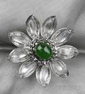 18kt White Gold Jadeite and Moonstone Flower Spinning Ring