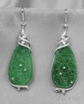 18kt White Gold Jadeite and Diamond Earpendants