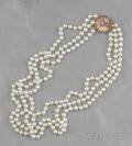 Threestrand Cultured Pearl Necklace