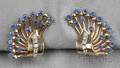 14kt Gold Sapphire and Diamond Earclips