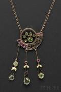 14kt Rose Gold and Demantoid Garnet Pendant Necklace