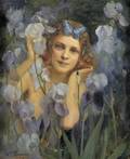 Gaston Bussire French 18621929 Wood Nymph Among Irises