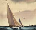 Sandor Bernath American 18921984 Americas Cup Yacht Race between Rainbow and Endeavour