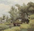 Walter Shulz American 18951918 Summer Landscape with Footbridge