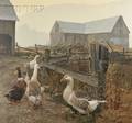 Eleanor Ely Kish Canadian b 1924 Ducks and Geese in a Farmyard