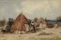 Attributed to Charles H Parsons American 18211910 Two Figures by a Thatched Hut