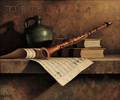 Loran Speck American b 1943 Still Life with Clarinet and Sheet Music
