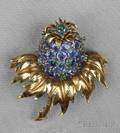 18kt Gold Gemset Thistle Brooch Schlumberger Tiffany  Co