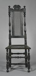 Blackpainted Carved Maple Caneback Side Chair