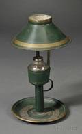 Green and Mustardpainted Tin Fluid Burning Lamp