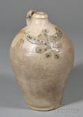 Stoneware Jug with Incised Leaf Decoration