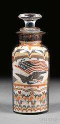 Sand Picture in a Glass Bottle with Patriotic American Eagle and Flag