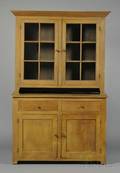 Mustard Yellowpainted Maple Glazed Twopart Stepback Cupboard