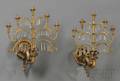 Pair of Empire Period Giltbronze and Wood Fivelight Wall Sconces