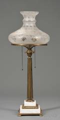Giltbrass and Marble Astral Lamp