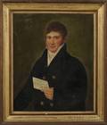 ItalianAmerican School 19th Century Portrait of a Gentleman Holding a Letter