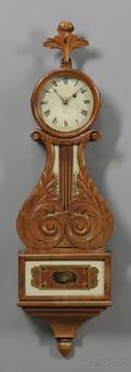 Mahogany Carved Lyrefront Wall Timepiece