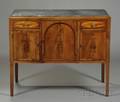 Federal Mahogany and Wavy Birch Veneer Inlaid Marbletop Sideboard