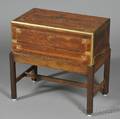 Brassbound and Brassinlaid Camphorwood Writing Box on Stand