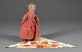 Painted Cloth Doll and a Pieced and Appliqued Cotton Quilt Fragment