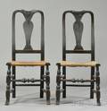 Pair of Blackpainted Queen Anne Side Chairs