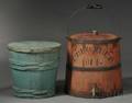 Painted Woodenware Covered Tub and Kerosene Oil Keg