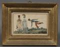 Possibly the Work of Eunice Pinney Connecticut 17701849 Strolling Couple with Stumbling Suitor