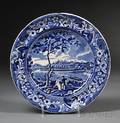 Historical Blue Transferdecorated Staffordshire Pottery Plate