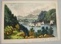 Currier  Ives Handcolored Lithograph Up The Hudson