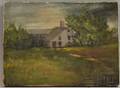19th Century American School Oil on Canvas View of the Cobb House Oldest House in Kingston Mass