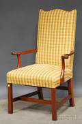 Chippendalestyle Upholstered Cherry Easy Chair