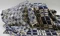 Two Blue and White Woven Wool and Cotton Coverlet Fragments