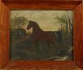 19th Century American School Oil on Panel Portrait of a Horse