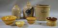 Stoneware Crock Two Jugs and Four Pieces of Yellowware