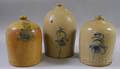 Three Large Cobalt Floraldecorated Stoneware Jugs
