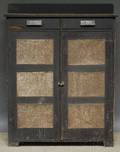 Country Blackpainted Wood and Punched Tin Pie Safe