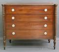 Classical Mahogany Fourdrawer Bureau with Pressed Glass Pulls